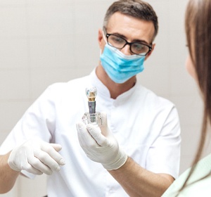 Woman at dental implant consultation