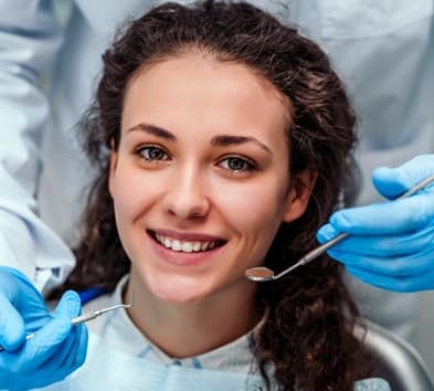 girl smiling at dental appointment 